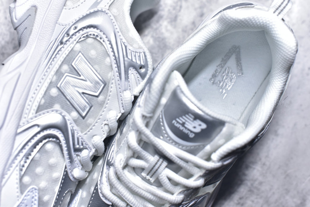 New Balance 530 Silver White Polka Dot Mesh Retro Dad Sneaker – Unisex | Style No. MR530HFW