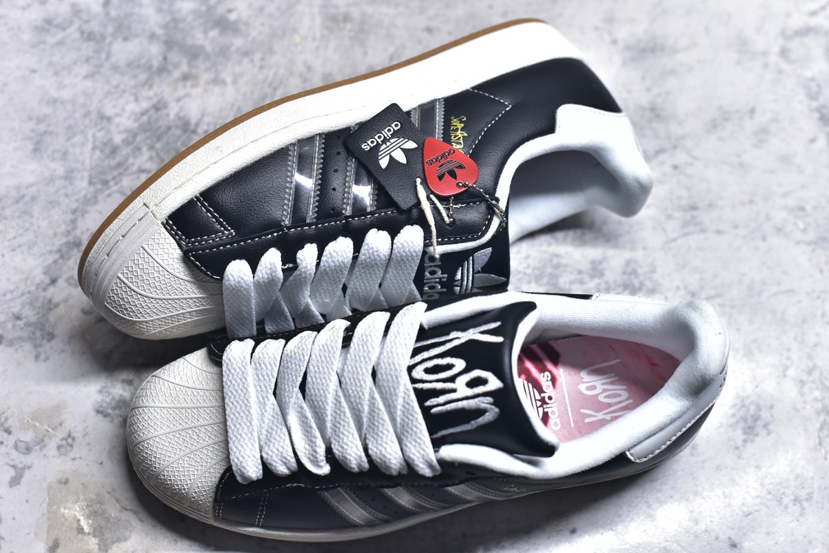 Korn x Adidas Originals Superstar Black White Shell Toe Low-Top Sneaker – Unisex | Style No. IH1313