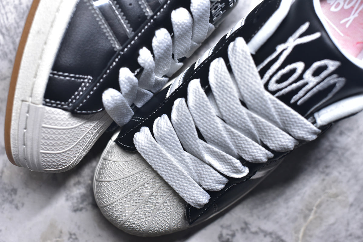 Korn x Adidas Originals Superstar Black White Shell Toe Low-Top Sneaker – Unisex | Style No. IH1313